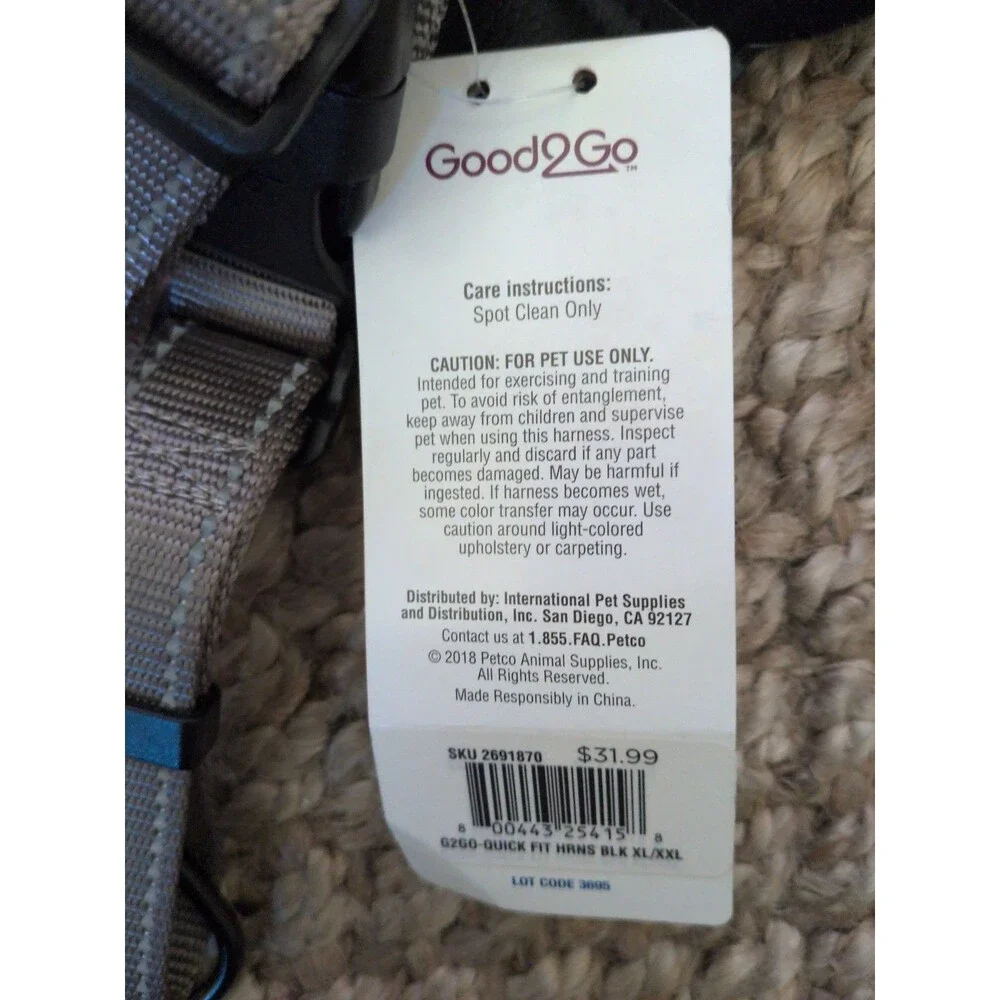 Good2Go Padded Soft Stepin Dog Harness, Size XL/ XXL Gray Quick Fit Secure Clip